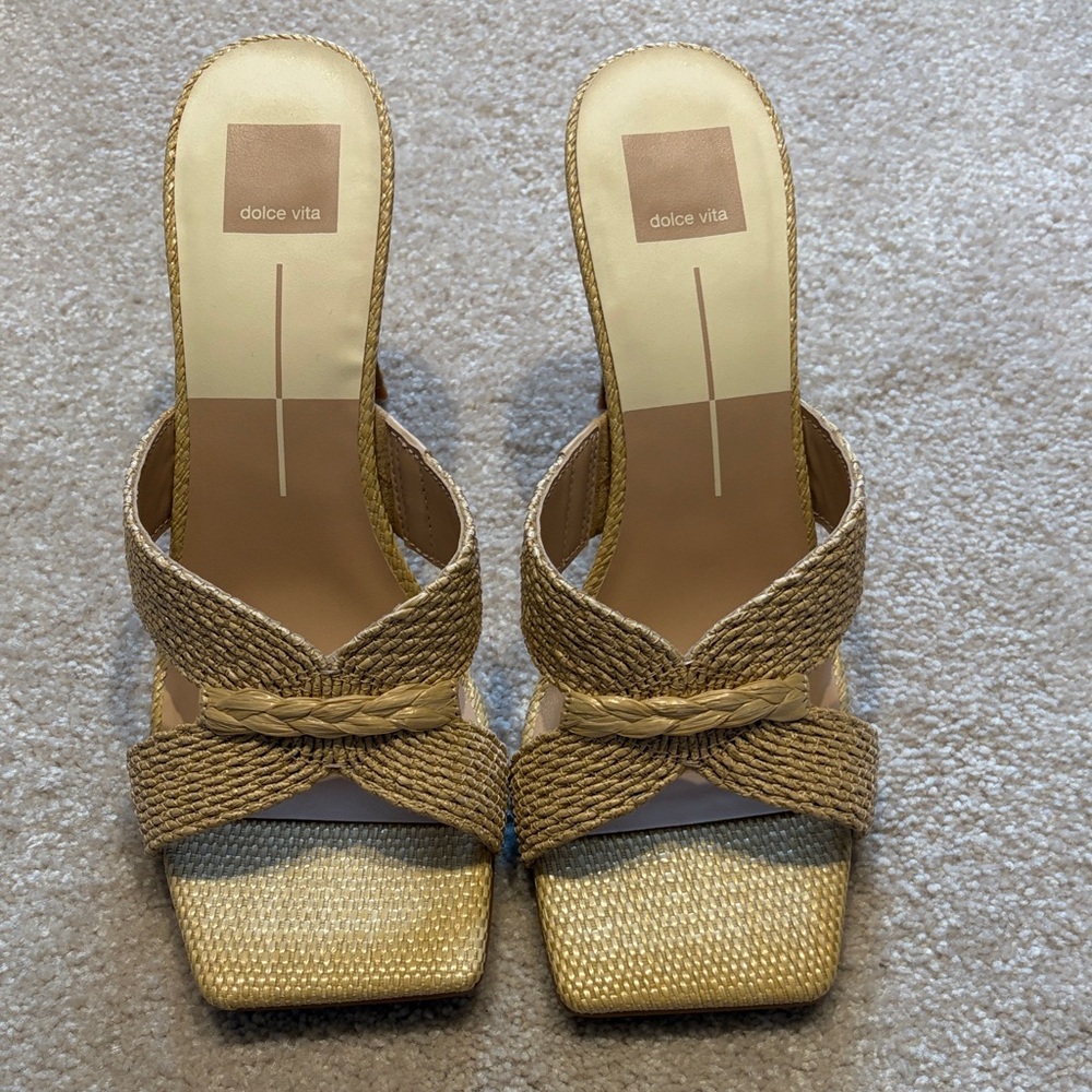 Dolce Vita “Nitro” Raffia Sandal Heels NWOT